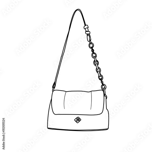 Elegant Shoulder Bag with Chain Strap Illustration.