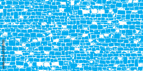 Blue mosaic. Bathroom. Tile texture. Vector seamless pattern. Abstract background.