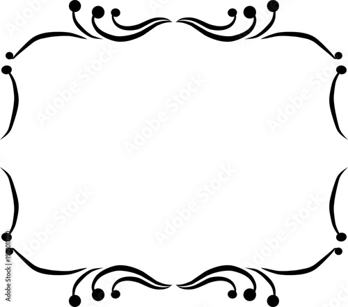 Elegant black ornamental border with flowing curves, ideal for invitations, cards, and decor.