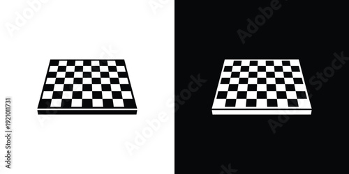 Black and white chessboards on contrasting backgrounds