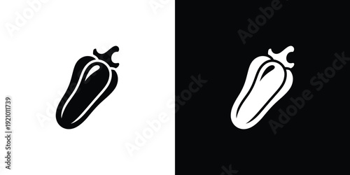 Black and white eggplant on split background vegetable