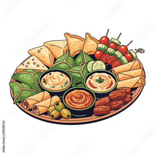 Assorted Appetizers and Dips on Platter 1.