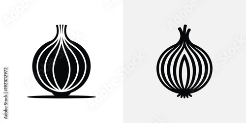 Black and white onion vegetable food silhouette