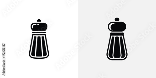 Black and white pepper mill and salt shaker kitchen utensils