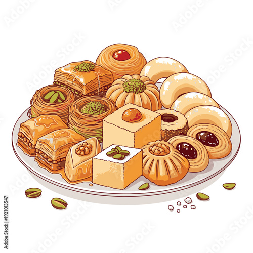 Assorted Traditional Pastries on a Plate.
