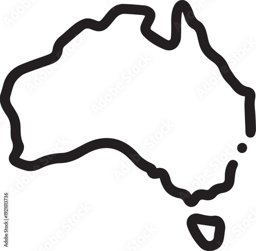 outline Australia map on a white background