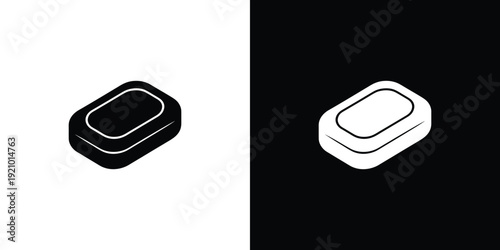 Black and white soap bar on split background hygiene