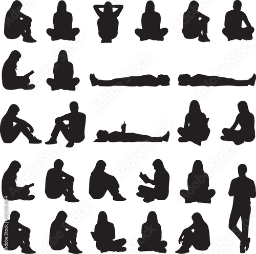 Resting people silhouette pack