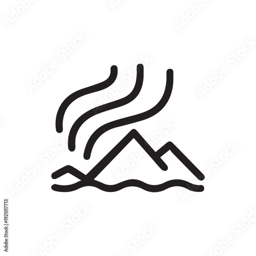Minimalist Geothermal Energy Icon With Mountains And Steam Vector
