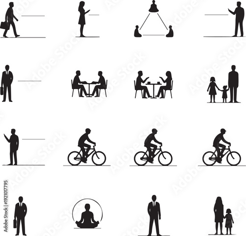 Social distancing people silhouette