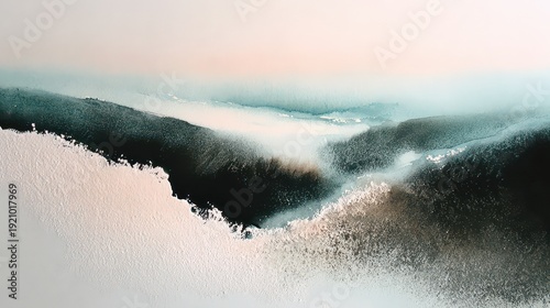 Abstract Ocean View with Textured Blue White and Black Waves on Canvas Style Background Dark and Light Contrast Fine Art and Decorative