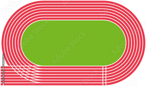 Running Track, Oval Athletic Circuit with Lanes
