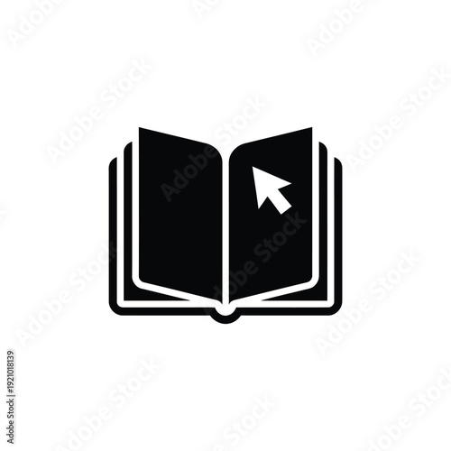 Black open book with white cursor black book
