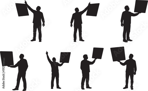 Black Solid Astronomer Chart Silhouettes Set of Six on White Background