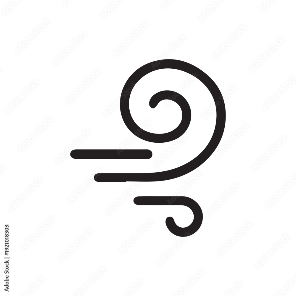 Fototapeta premium Simple black line art wind icon isolated on a white background