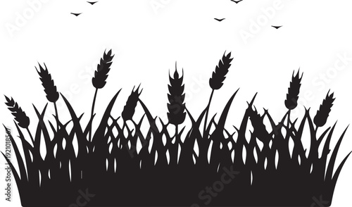 Wheat field silhouette vector