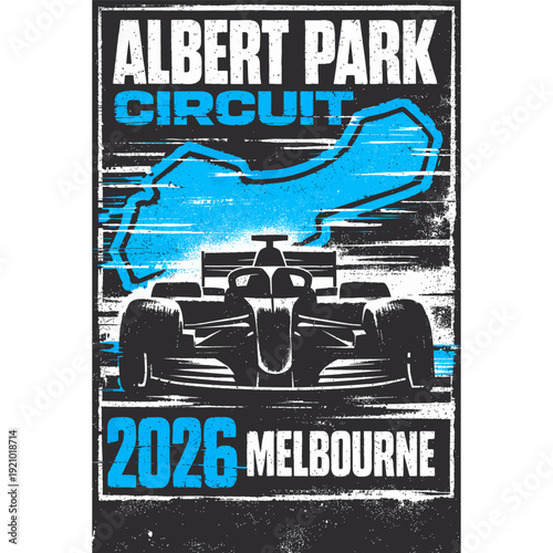 Vintage style poster for the 2026 albert park grand prix in melbourne Vector