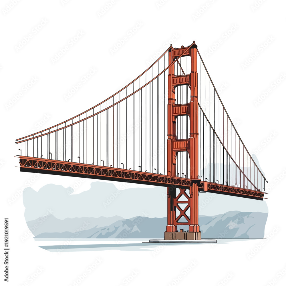 Fototapeta premium Iconic Golden Gate Bridge in San Francisco with mountain backdrop