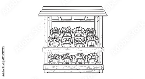 Bakery Store Display Shelf Flat Illustration