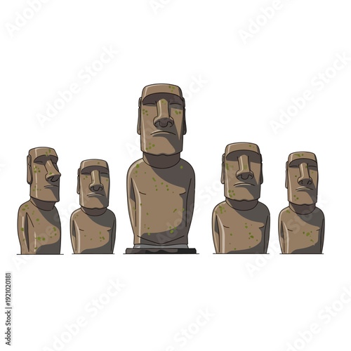 Moai statues standing in a row on Easter Island