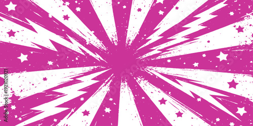 Abstract grunge star background vector illustration featuring a pink and purple burst design with light rays and a textured swirl pattern