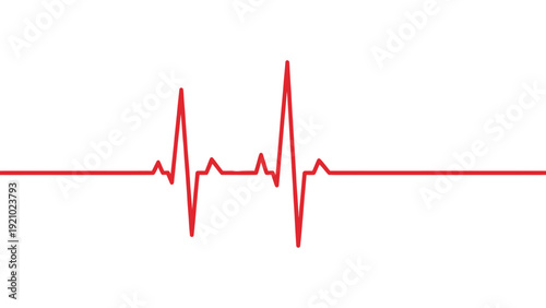 Red Heartbeat Line Graphic on White Background.
