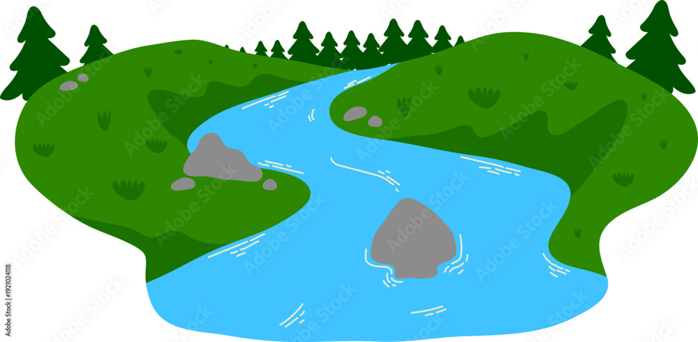 Obraz premium River in Pine Forest