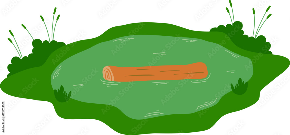 Obraz premium Pond with Floating Log