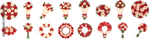 Red and Cream Rose Bouquet Collection for International Womens Day and Spring Floral Celebrations