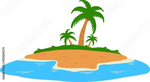 Island with Coconut Palms Trees