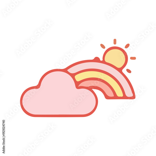 Cute Cloud Rainbow Weather Icon