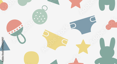 Baby Clothes and Toys Pattern Illustration.