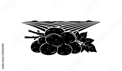 Potato Harvest Field Silhouette Agriculture Logo Vector Illustration
