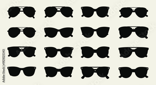 Collection of Various Sunglasses Silhouettes.