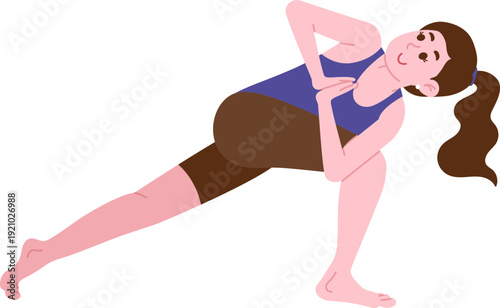 Yoga Illustration Revolved High Lunge Pose Stretching Character