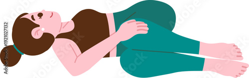 Sleeping Pigeon Pose, Stretch Yoga Character Illustration