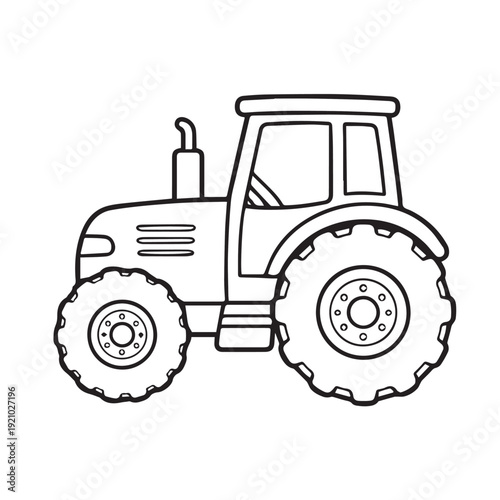 A simple vector illustration of a farming tractor, designed with clean lines and minimal detail, representing agriculture, work, and rural productivity.