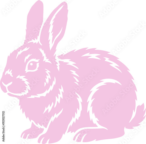 Cute Pink Rabbit Illustration Isolated on Black Background