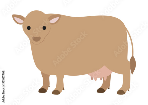 ジャージー牛 正面を向いて立つポーズのかわいいベクターイラスト