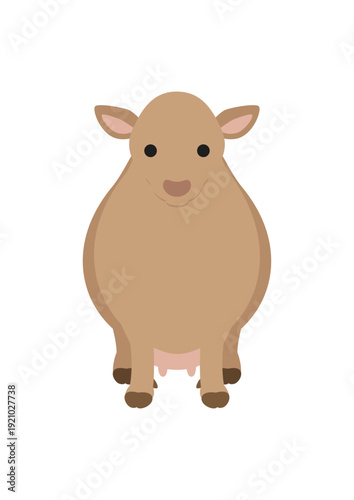 ジャージー牛 正面ポーズのかわいいベクターイラスト