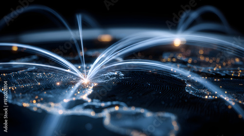 Global Map Displaying Bright Data Connection Lines Between Major World City Hubs
