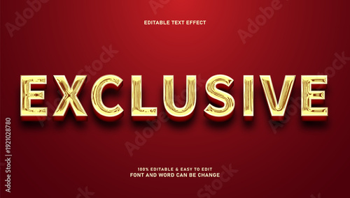 Luxury Exclusive Golden 3D Text Effect on Red Background