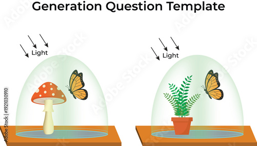 Biological Experiment Setup Comparing Organisms in Bell Jars Under Light