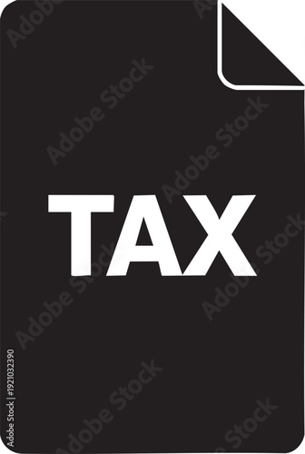 Tax Document Icon Silhouette Isolated on White Background for Financial Design