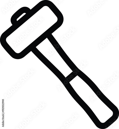 Sledge hammer outline vector on white background.