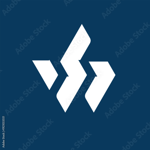 this image is a flat logo of initial letters SW or WS connected together in white color that looks bold on a dark background