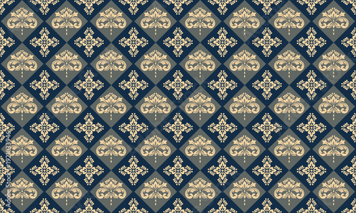 Elegant Damask Diamond Lattice Seamless Pattern for Luxury Textile