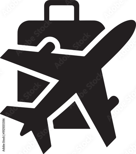 Air travel icon. plane and luggage. vacation and journey symbol. vector image for tourism design