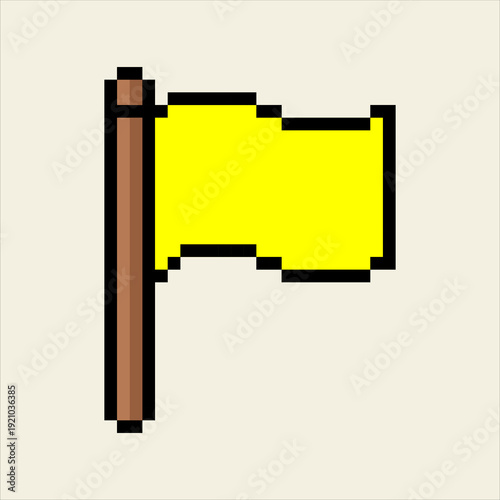 Yellow flag pixel art sprite for game notification or warning sign