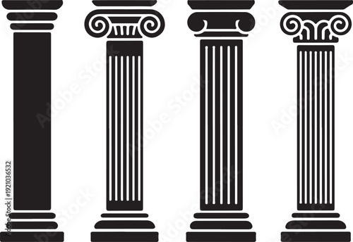 Ancient Columns Icon Set. Vector